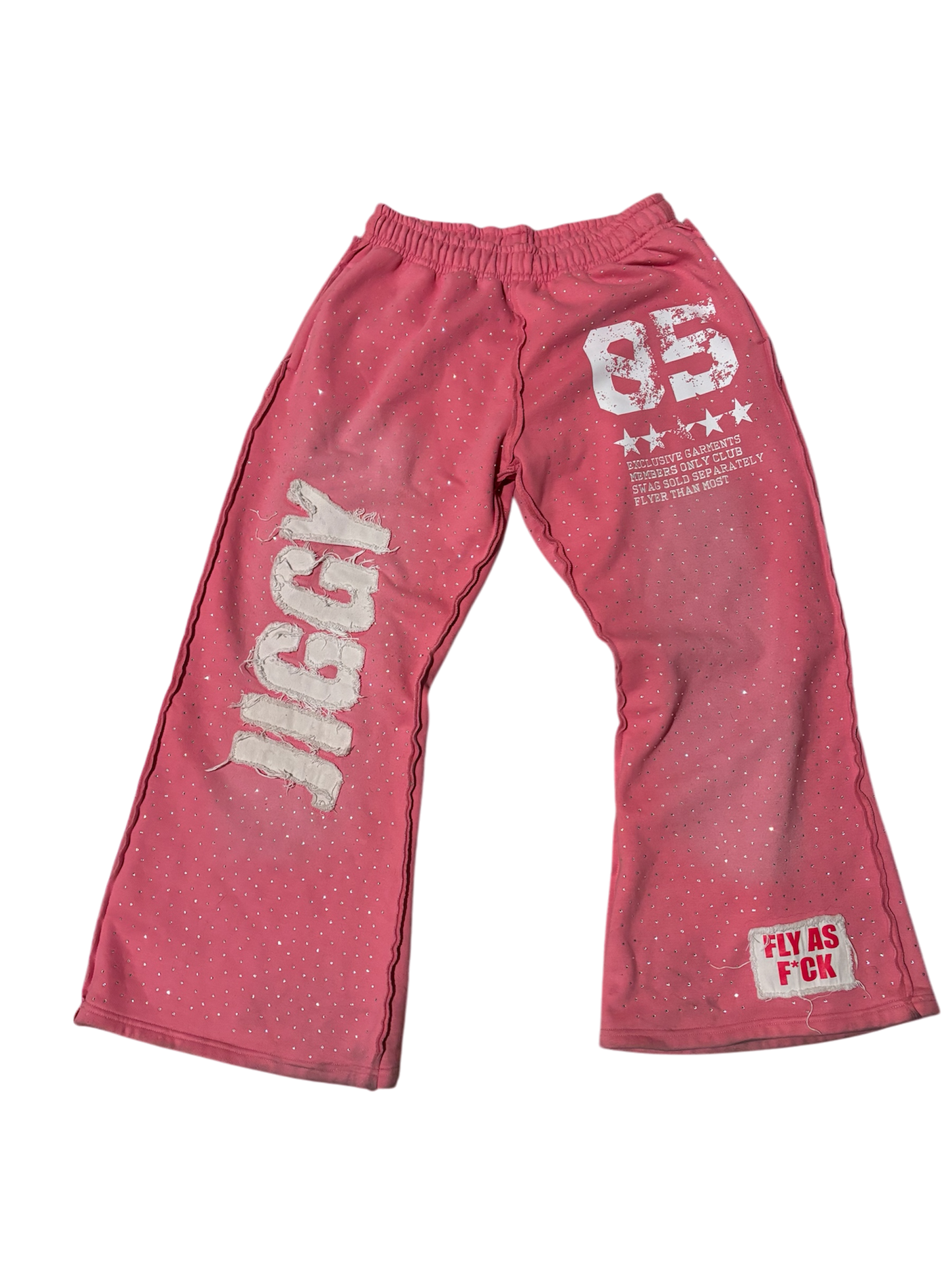 PINK BAGGY RHINESTONE SWEATS