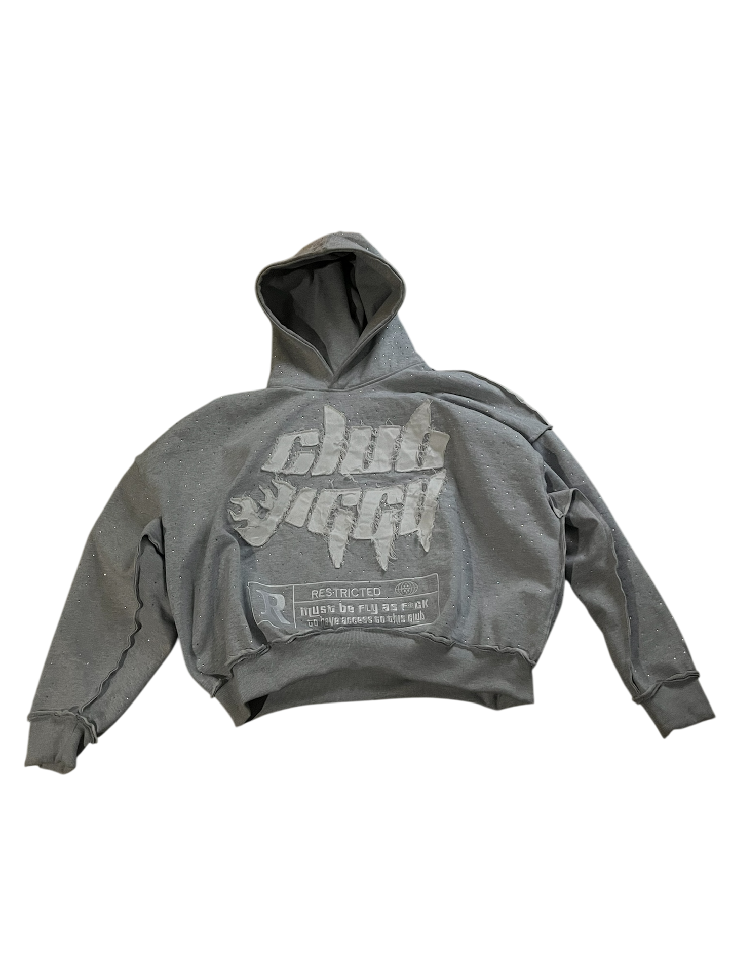 Ice gray rhinestone hoodie